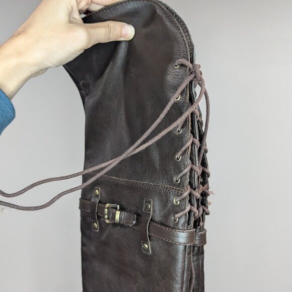 BCBGeneration Lace Back Tall Boots Brown Size 7.5 - Picture 5 of 7